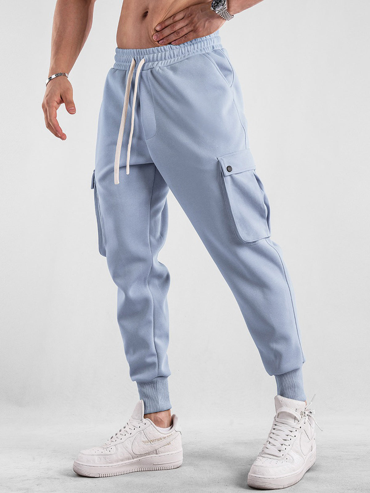 Comfy High Rib Cargo Sweatpant Jogger All Season Essential