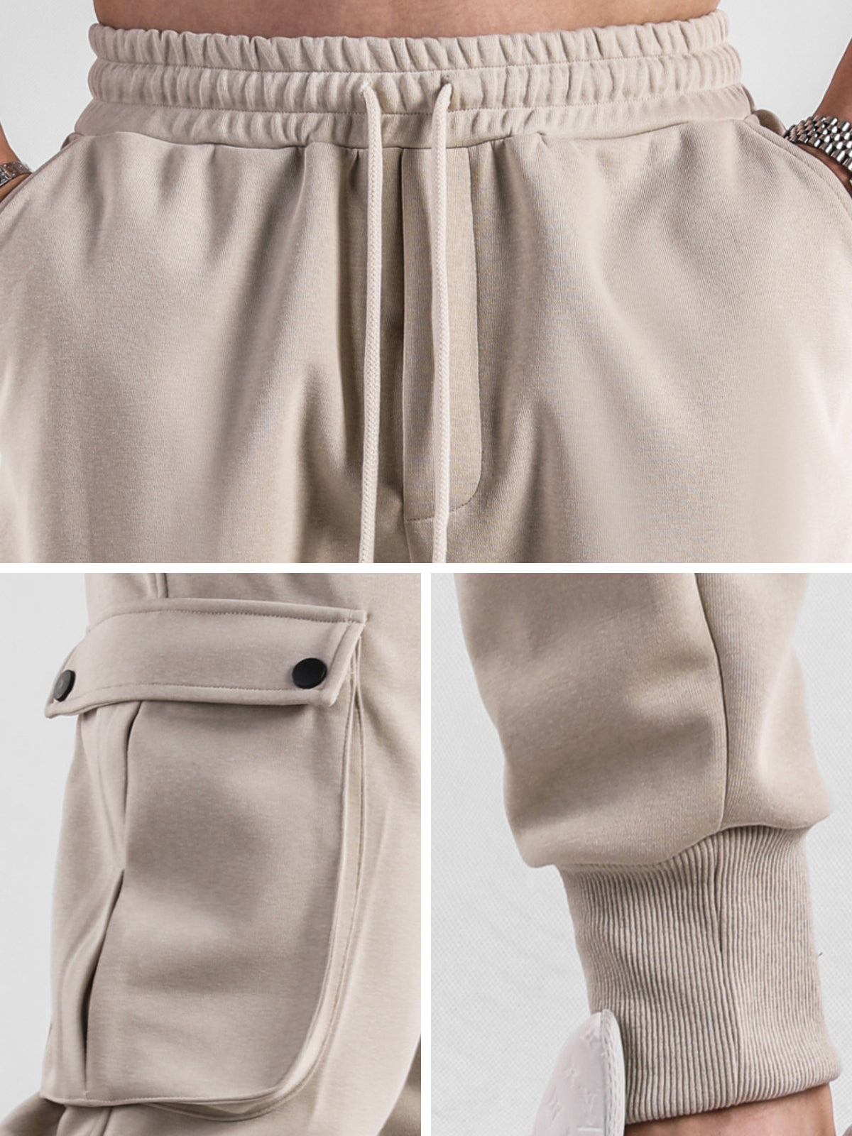 Comfy High Rib Cargo Sweatpant Jogger All Season Essential