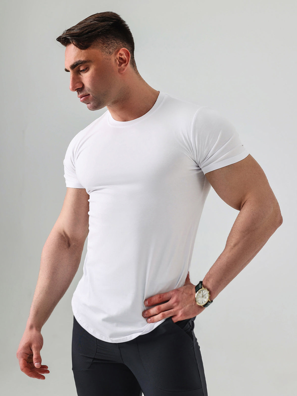 Men's Stain Resistant Curved Hem T-shirt Tech Cotton(Final Sale–No Return or Exchange)
