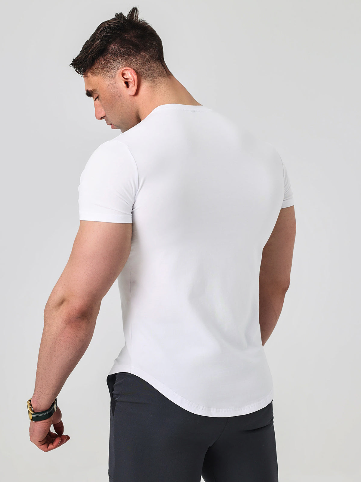 Men's Stain Resistant Curved Hem T-shirt Tech Cotton(Final Sale–No Return or Exchange)
