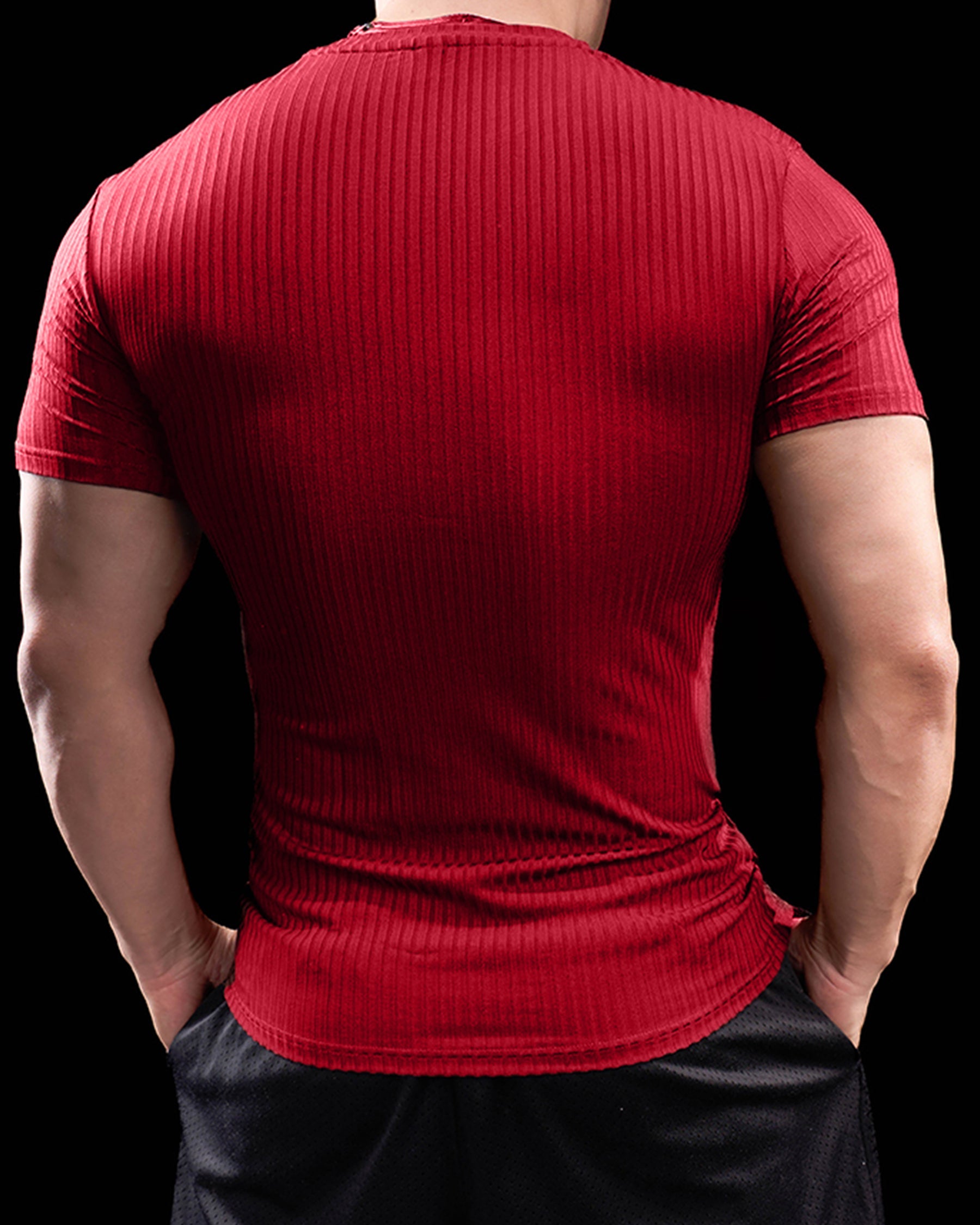 High Stretch Ribbed Stripe Crew Neck Tee