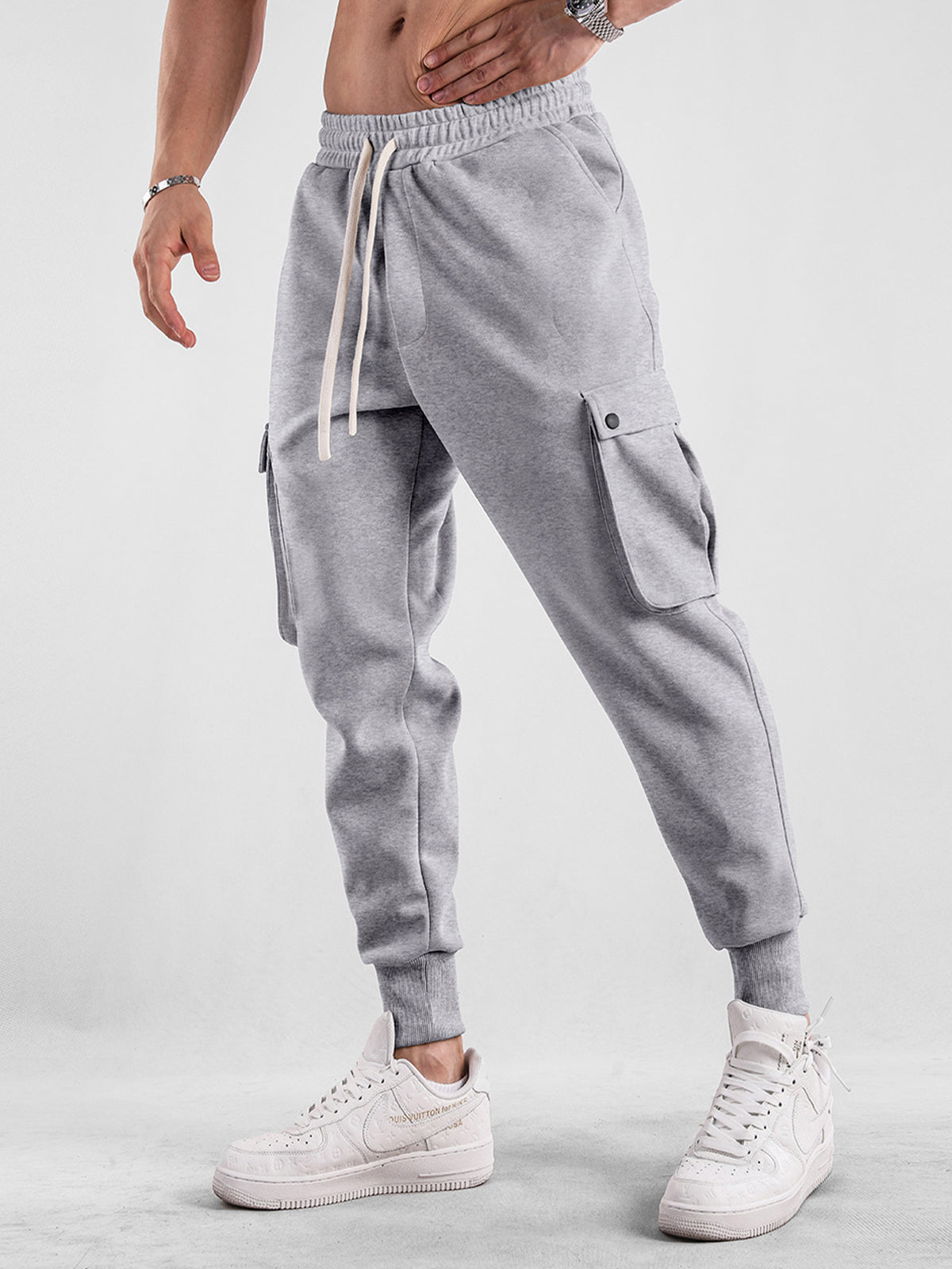 Comfy High Rib Cargo Sweatpant Jogger All Season Essential
