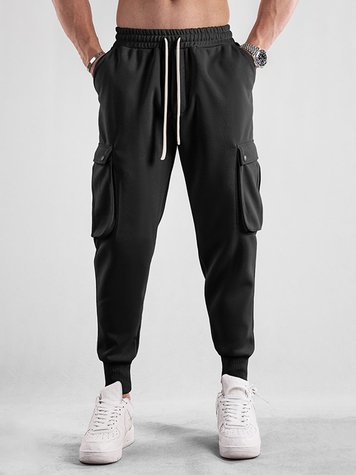 Comfy High Rib Cargo Sweatpant Jogger All Season Essential