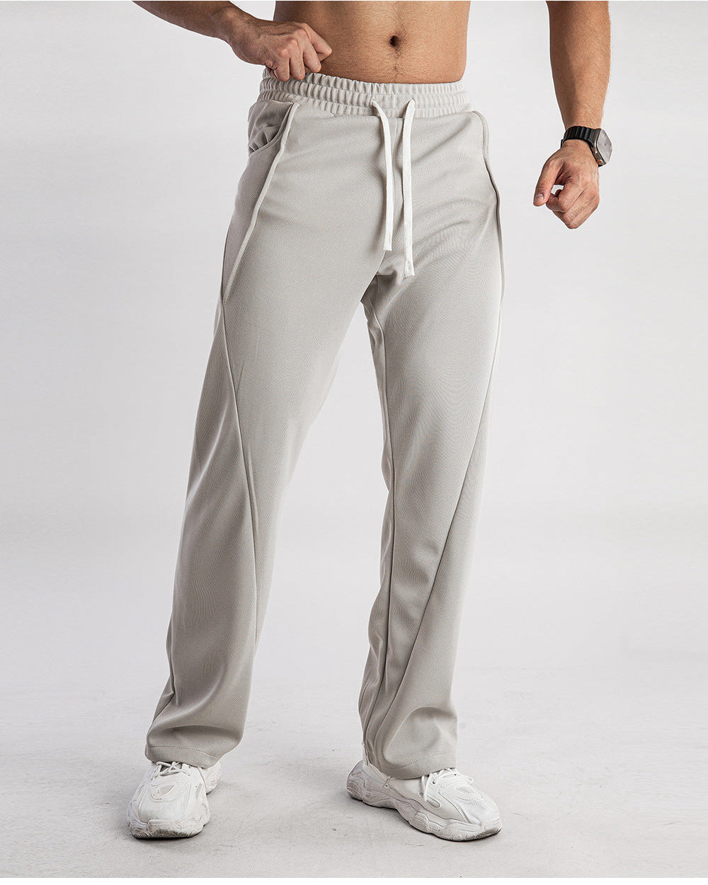 Men’s Casual Spliced Straight-Leg Sweatpants