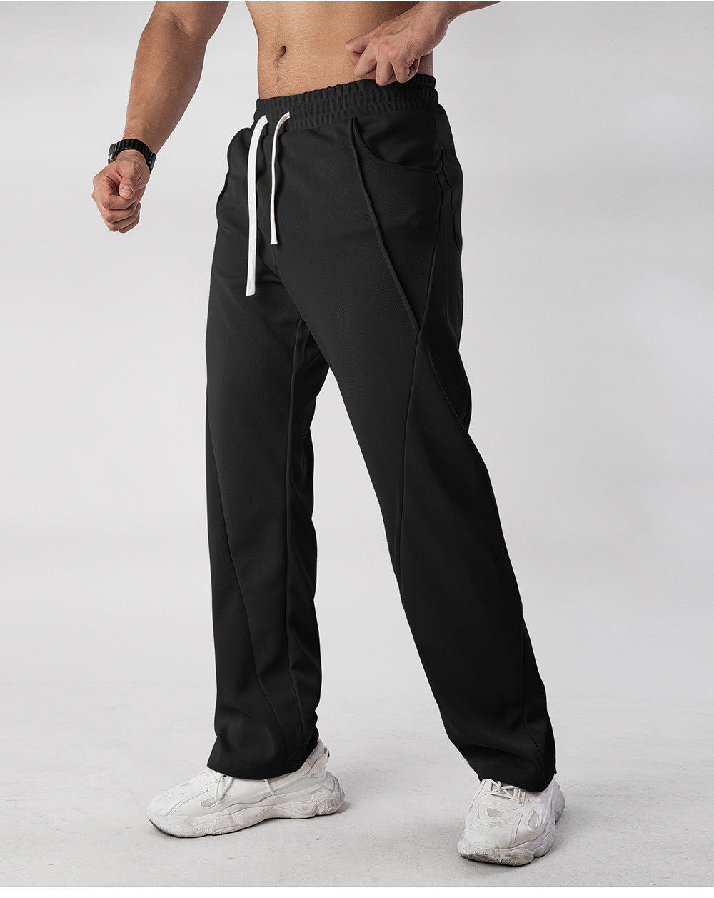 Men’s Casual Spliced Straight-Leg Sweatpants