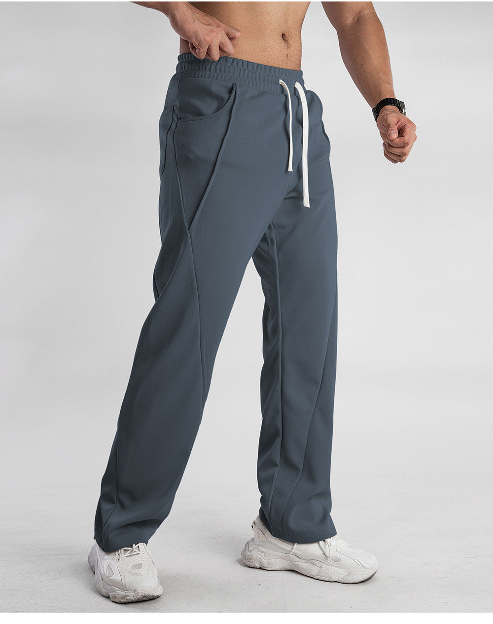 Men’s Casual Spliced Straight-Leg Sweatpants