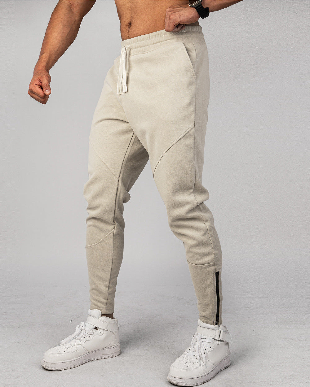Men’s Warm Spliced Training Joggers with Zipper Hems