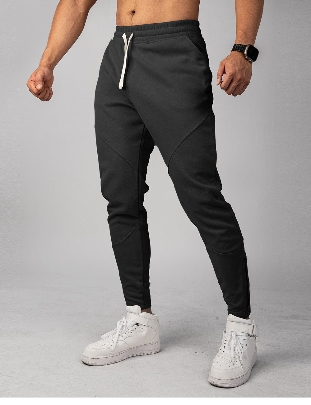 Men’s Warm Spliced Training Joggers with Zipper Hems