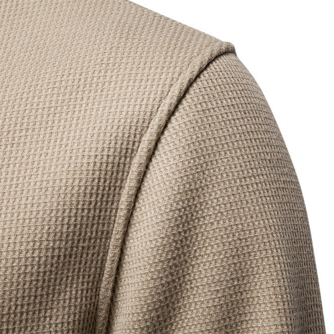 Men’s Waffle Textured Henley Sweatshirt