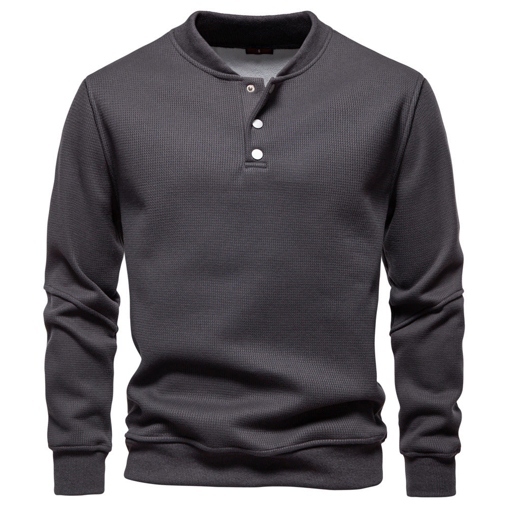Men’s Waffle Textured Henley Sweatshirt