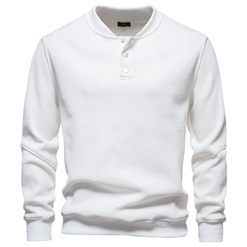 Men’s Waffle Textured Henley Sweatshirt