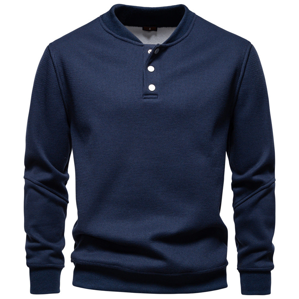 Men’s Waffle Textured Henley Sweatshirt
