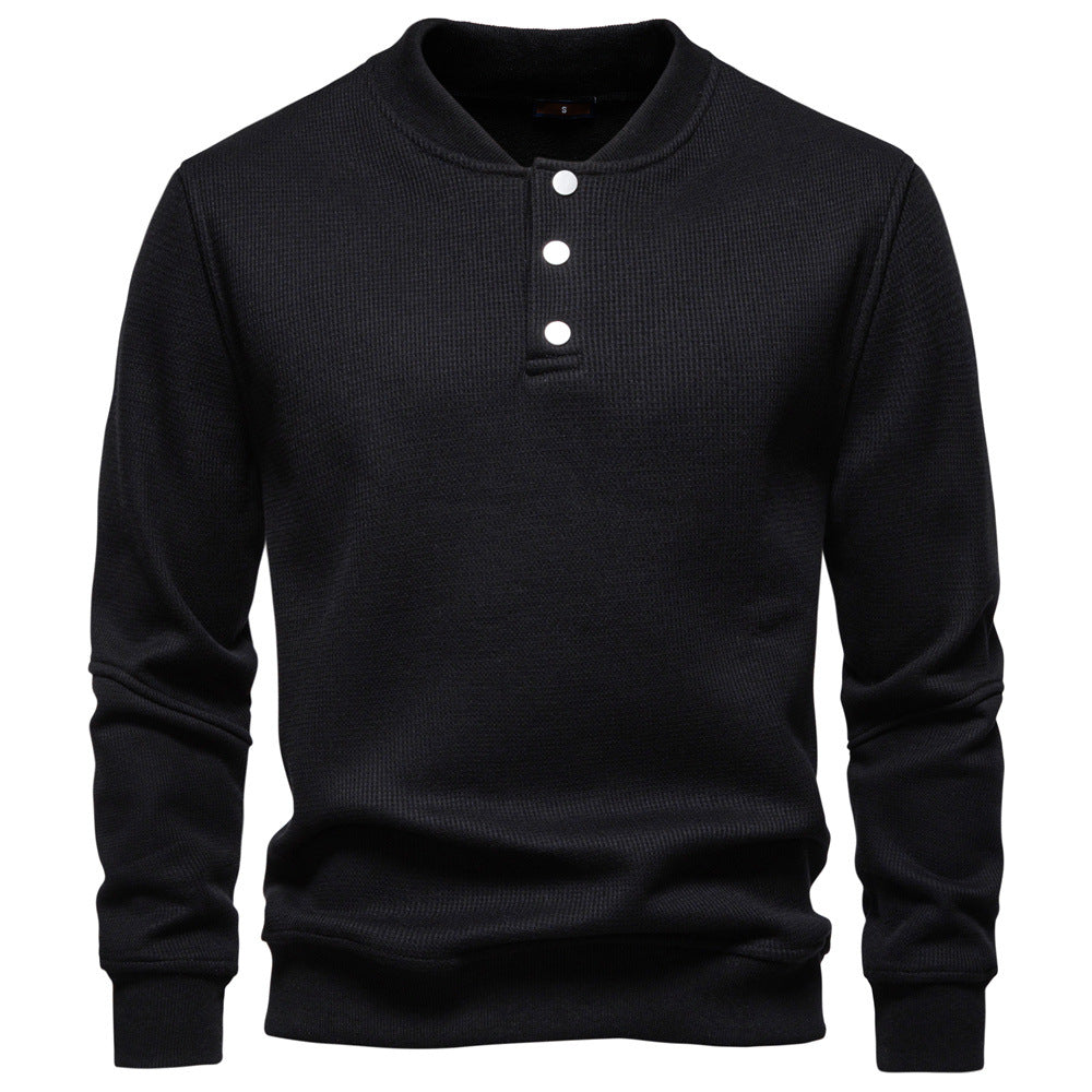 Men’s Waffle Textured Henley Sweatshirt