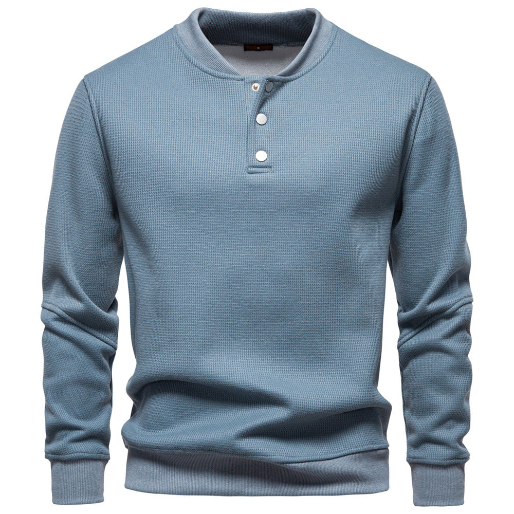 Men’s Waffle Textured Henley Sweatshirt