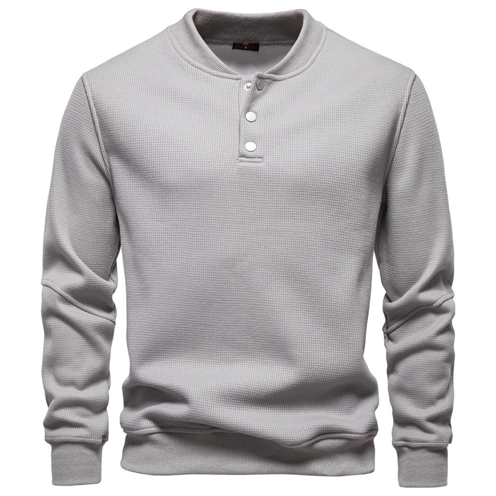 Men’s Waffle Textured Henley Sweatshirt