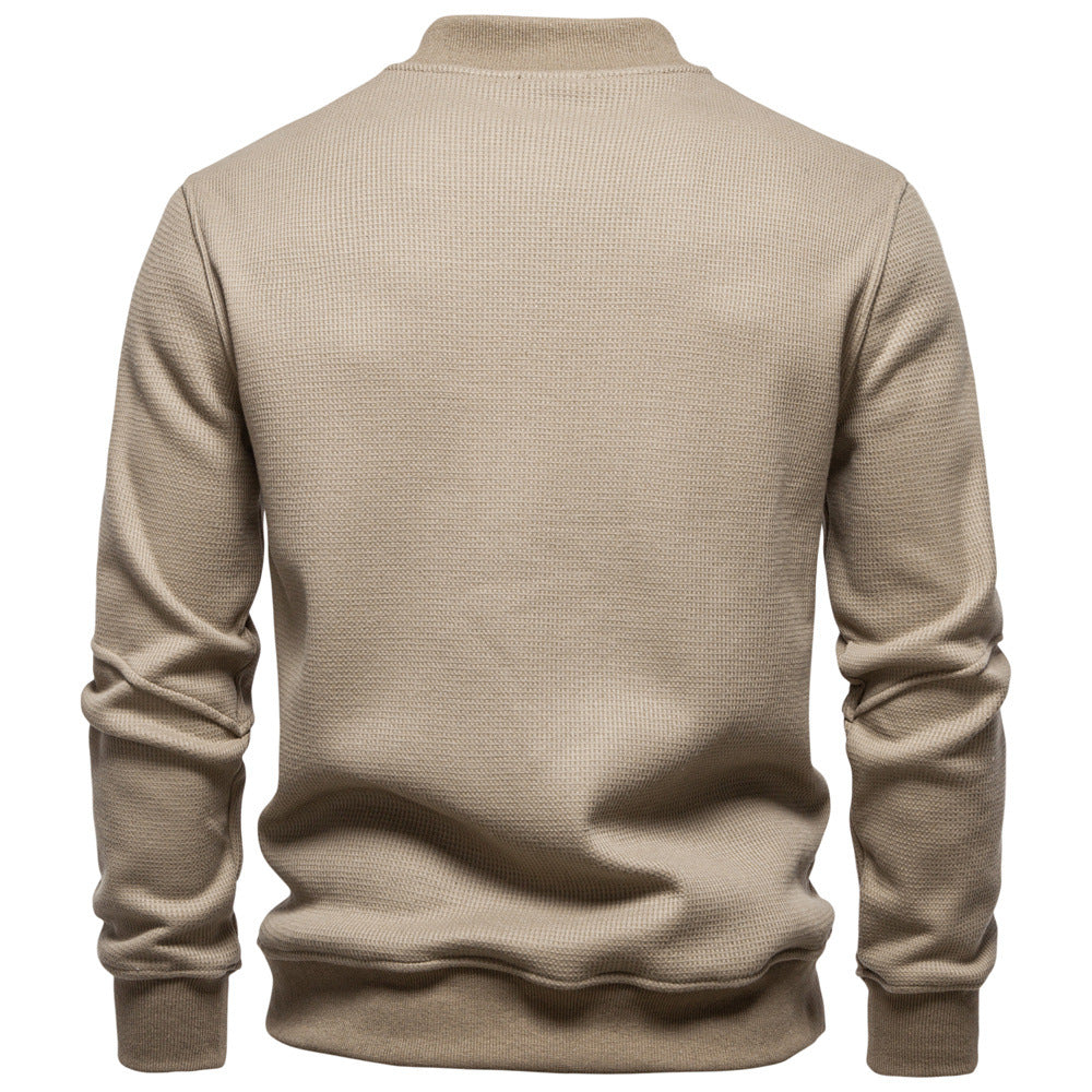Men’s Waffle Textured Henley Sweatshirt
