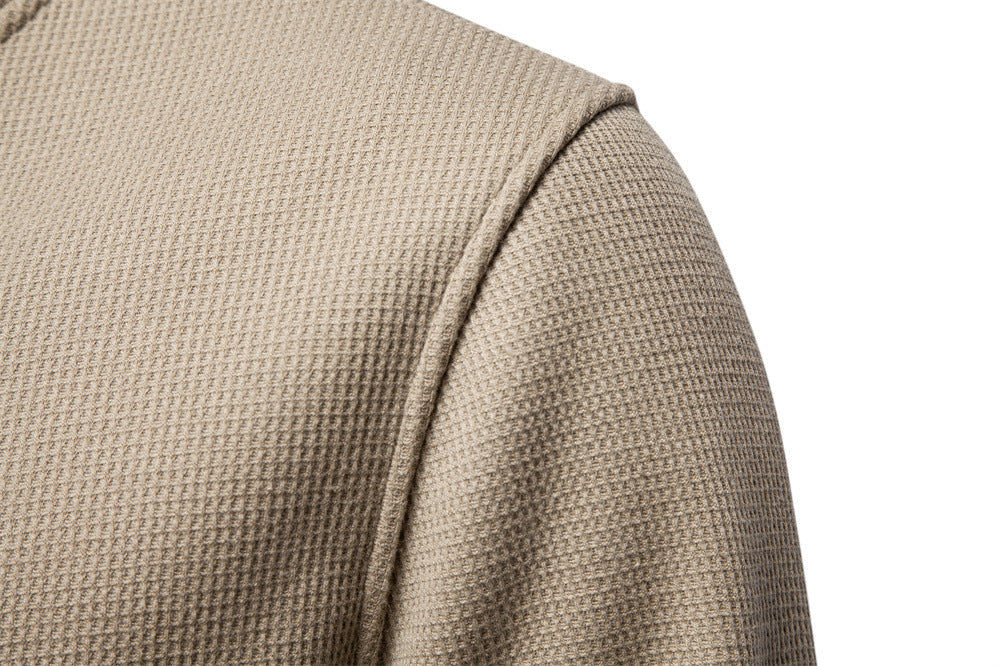 Men’s Waffle Textured Henley Sweatshirt