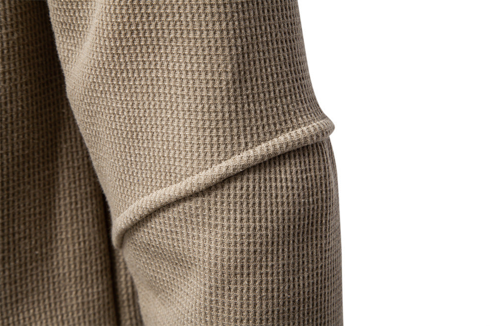 Men’s Waffle Textured Henley Sweatshirt