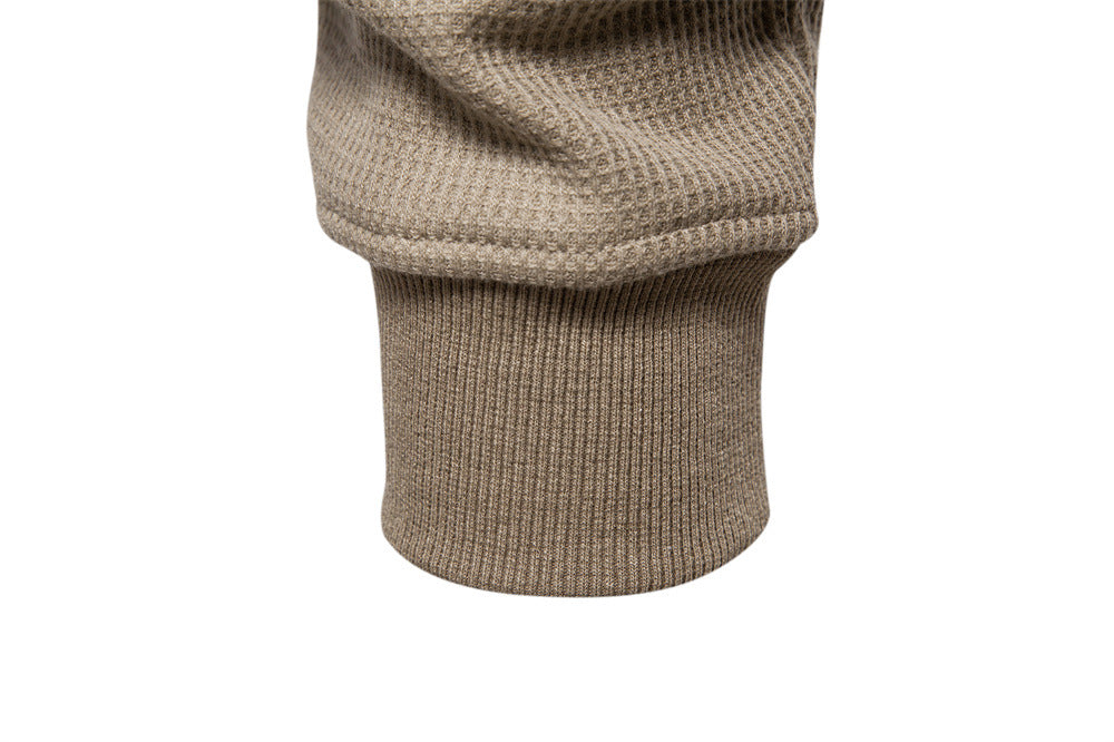 Men’s Waffle Textured Henley Sweatshirt