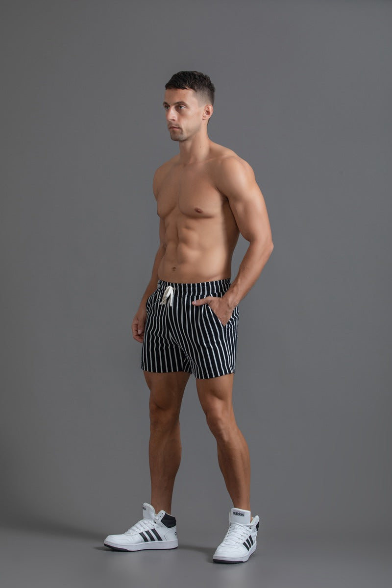 Men’s Striped Drawstring Casual Shorts