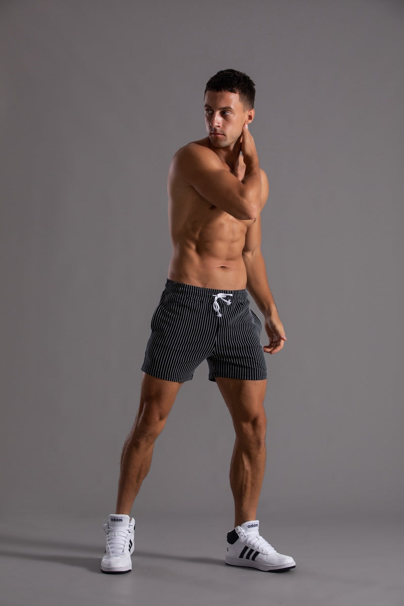 Men’s Minimal Striped Elastic Waist Shorts