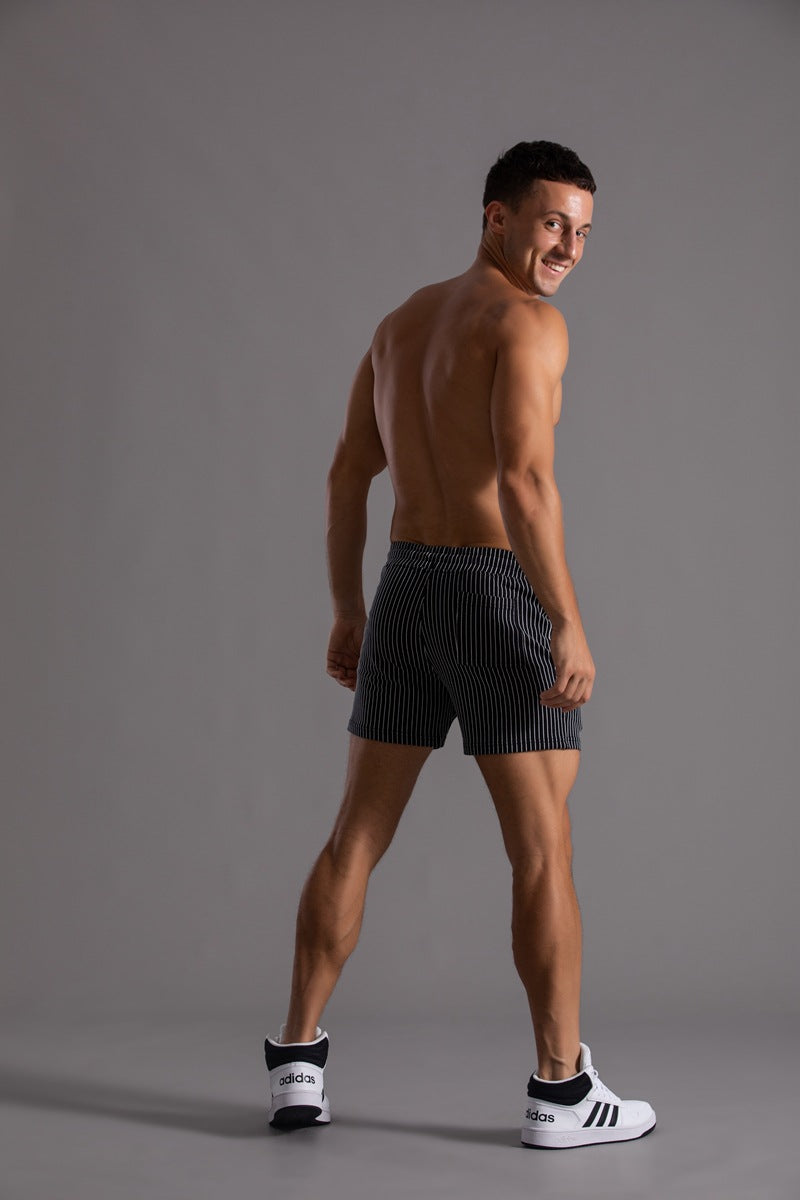 Men’s Minimal Striped Elastic Waist Shorts