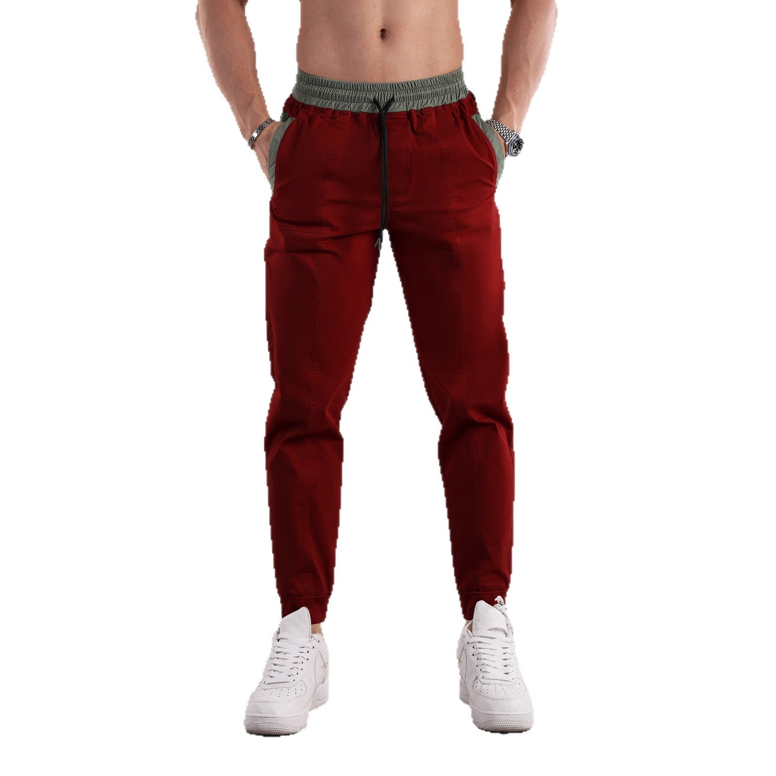 Men’s Cotten Blend Tapered Joggers with Contrast Waist