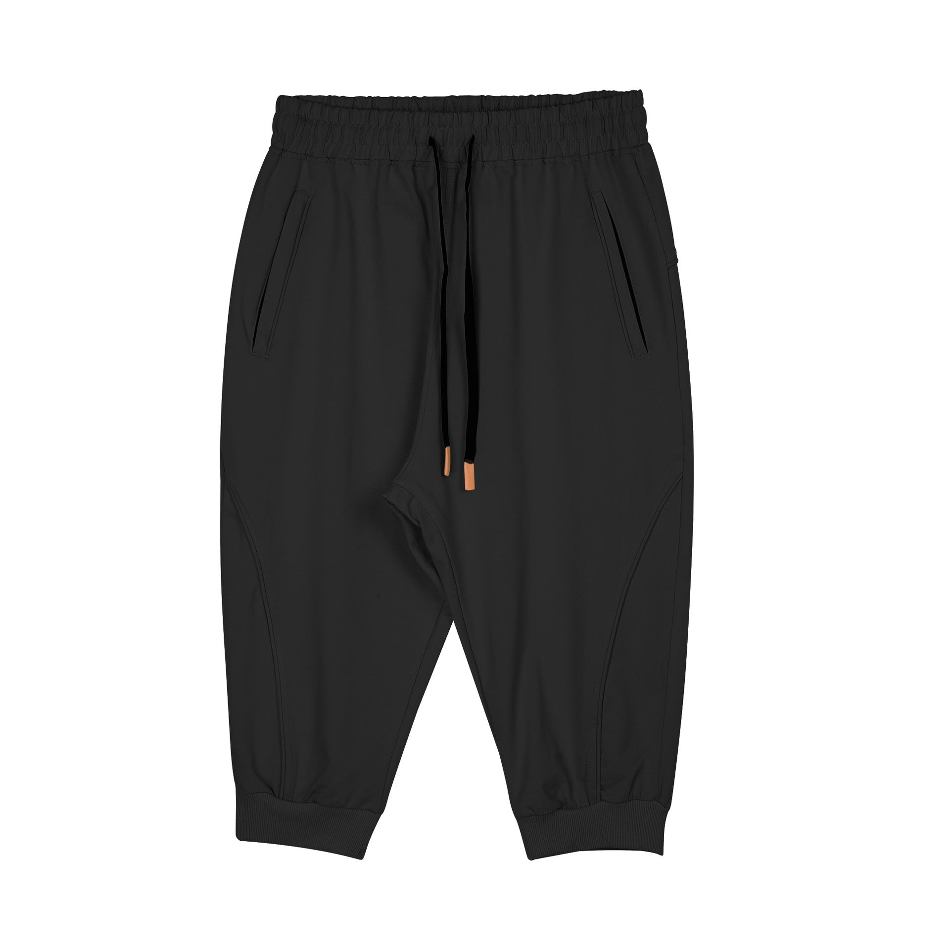Men’s Cropped Jogger Shorts with Zipper Pockets