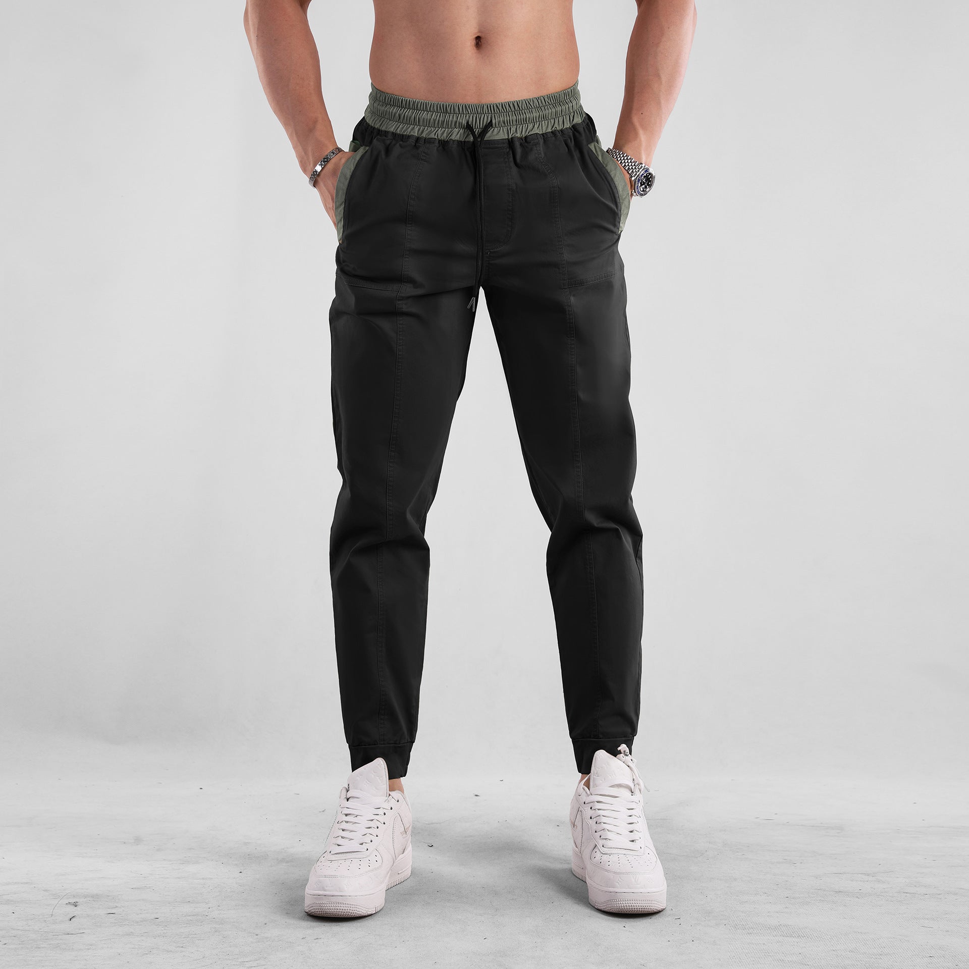Men’s Cotten Blend Tapered Joggers with Contrast Waist