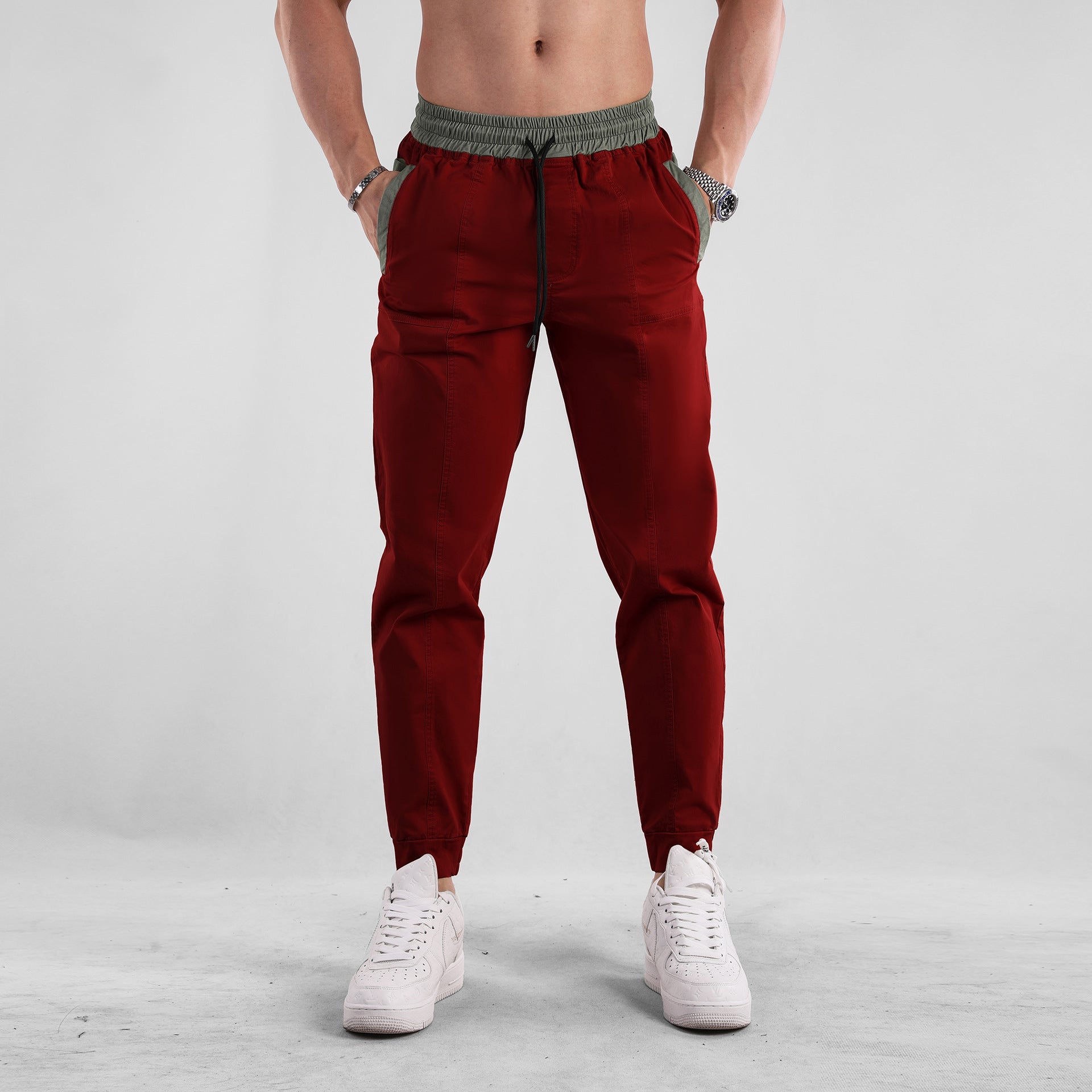 Men’s Cotten Blend Tapered Joggers with Contrast Waist