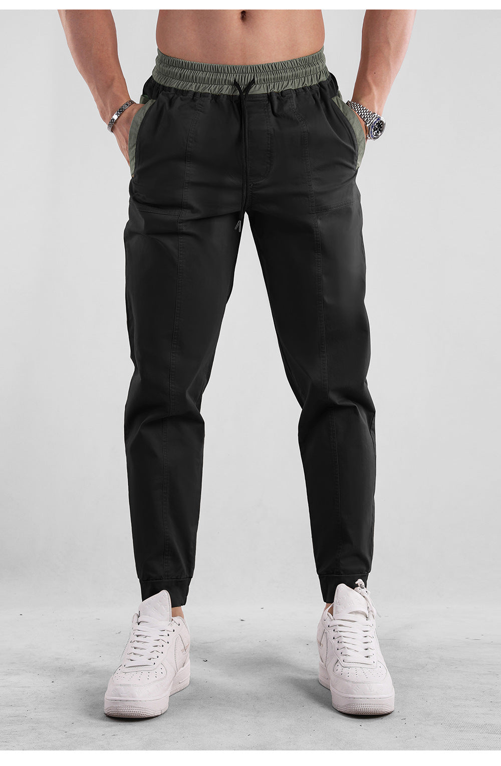 Men’s Cotten Blend Tapered Joggers with Contrast Waist