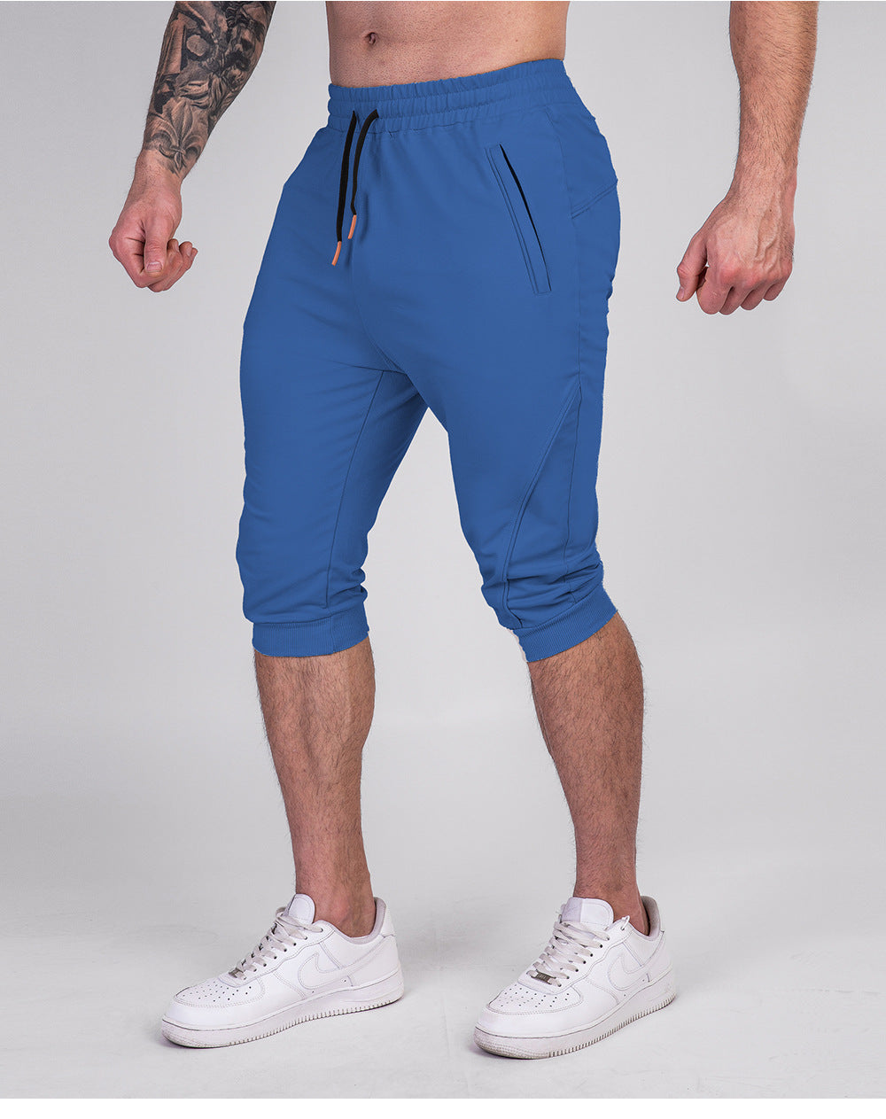 Men’s Cropped Jogger Shorts with Zipper Pockets