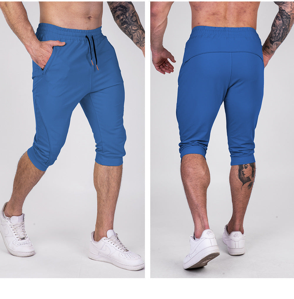 Men’s Cropped Jogger Shorts with Zipper Pockets