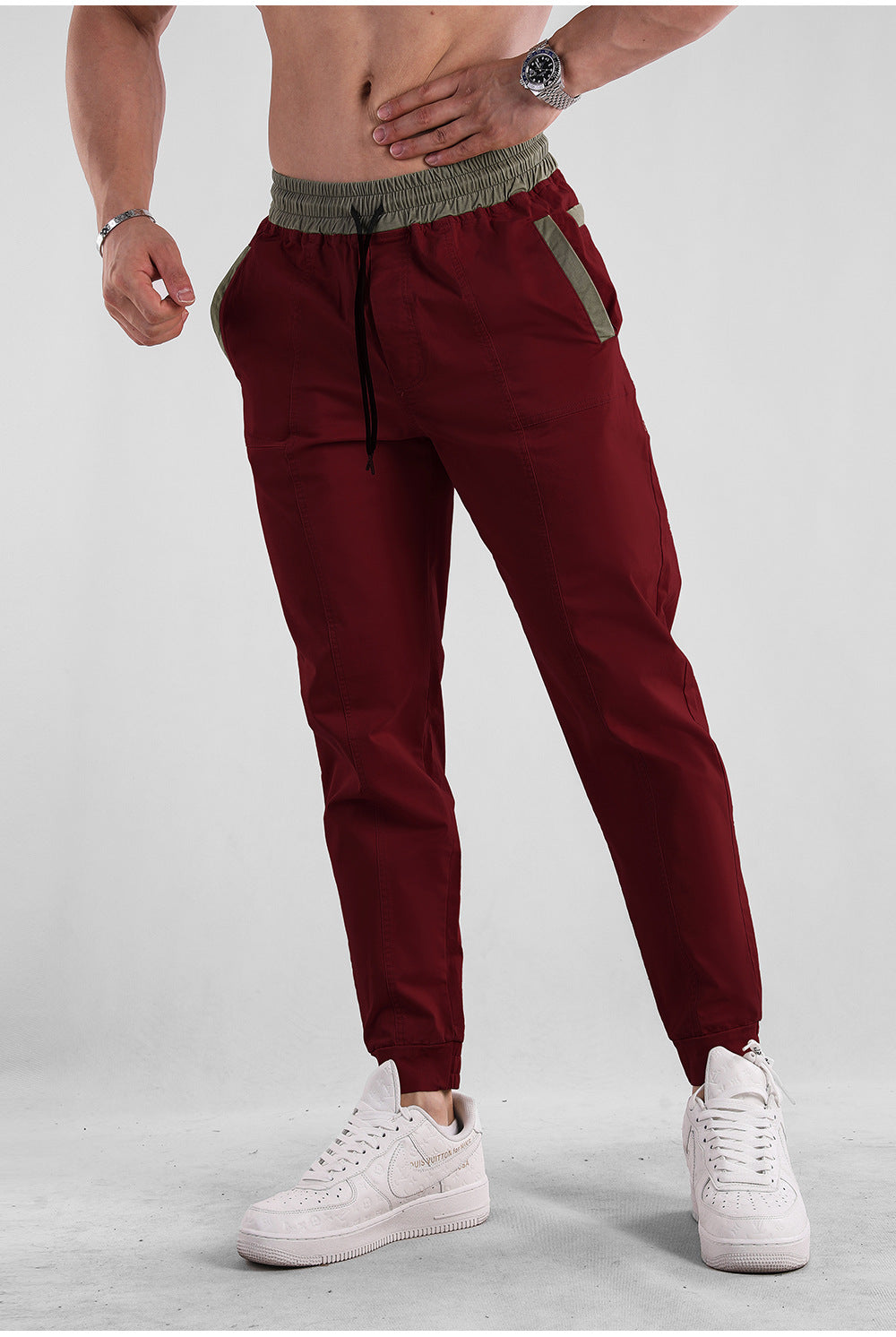 Men’s Cotten Blend Tapered Joggers with Contrast Waist