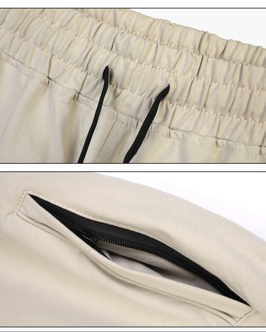 Men’s Cropped Jogger Shorts with Zipper Pockets