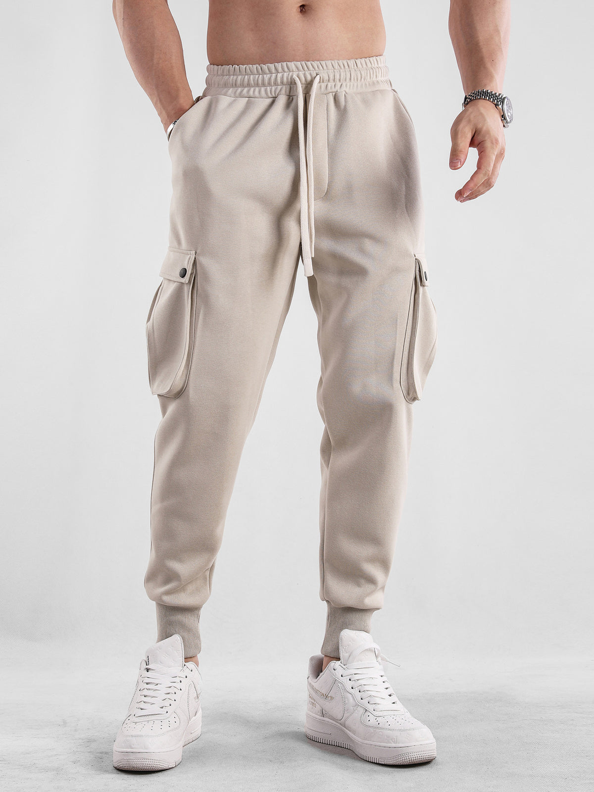 Comfy High Rib Cargo Sweatpant Jogger All Season Essential