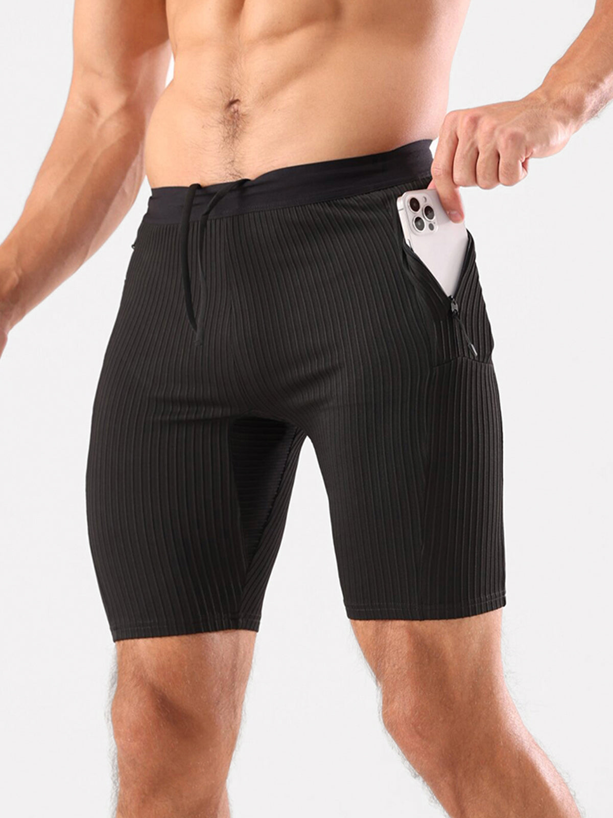 8" Pro Compression Lined Running Shorts with Zip Pockets
