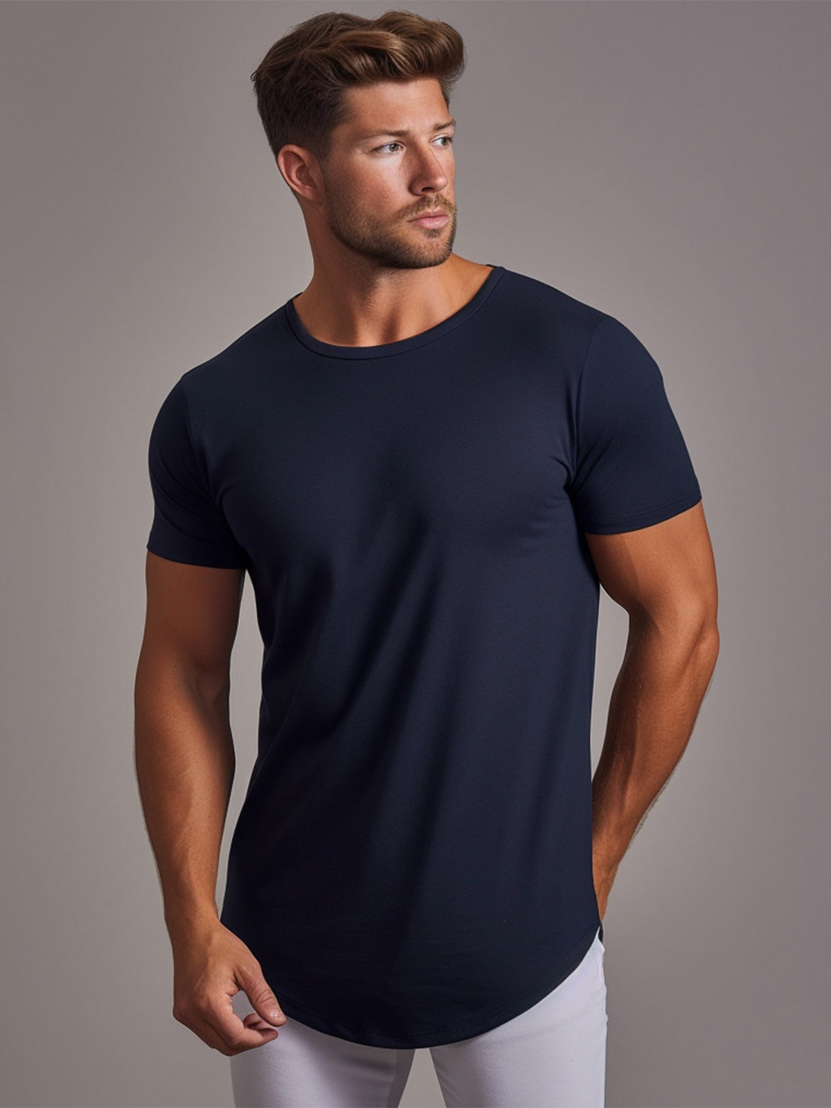 Men's Stain Resistant Curved Hem T-shirt Tech Cotton(Final Sale–No Return or Exchange)