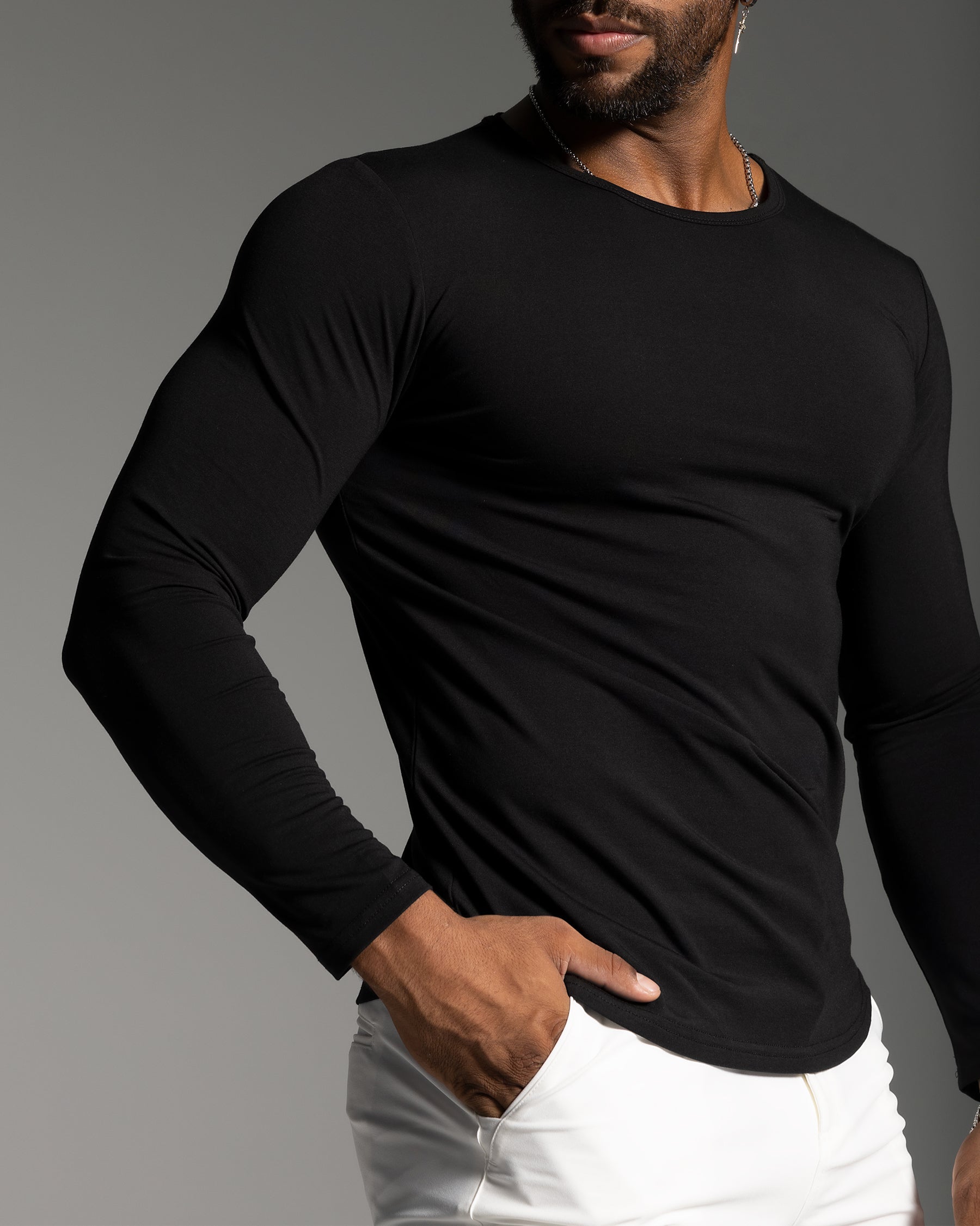 All Day Elite Curve-Hem Tee Stretch Long Sleeve(Final Sale–No Return or Exchange)