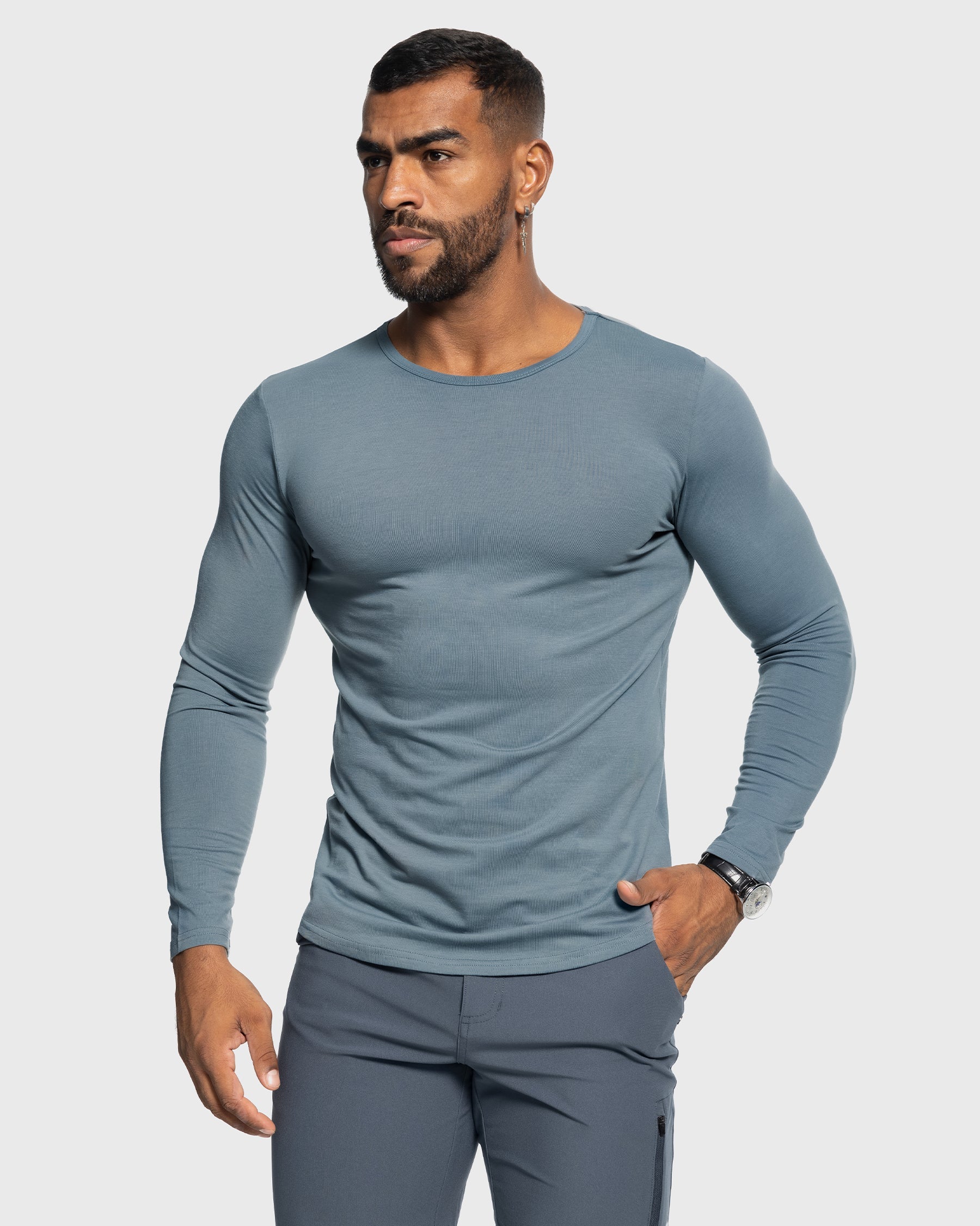 All Day Elite Curve-Hem Tee Stretch Long Sleeve(Final Sale–No Return or Exchange)