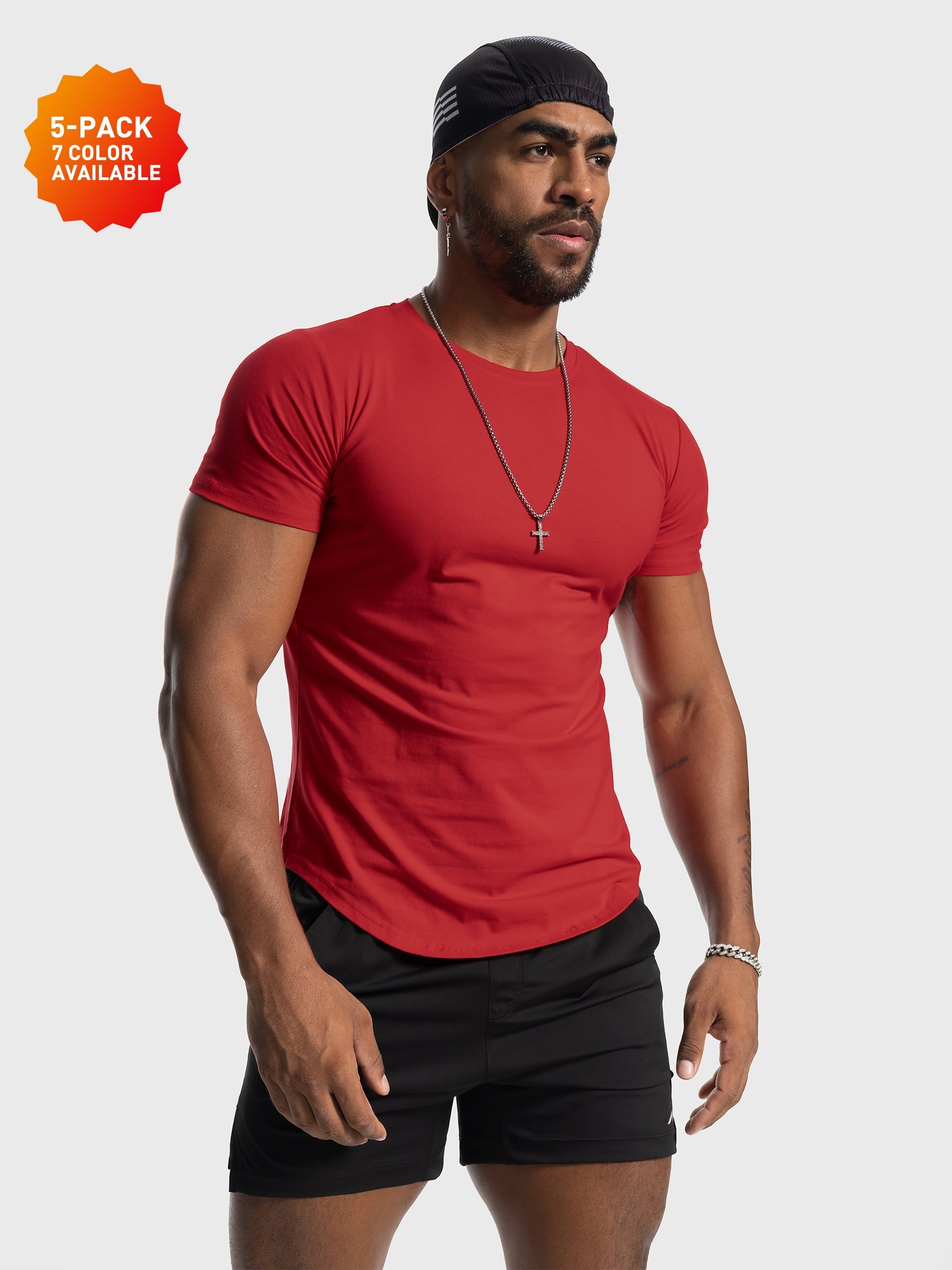 5-Pack Kore Curved Hem T-shirt Muscle Fit Crew Neck