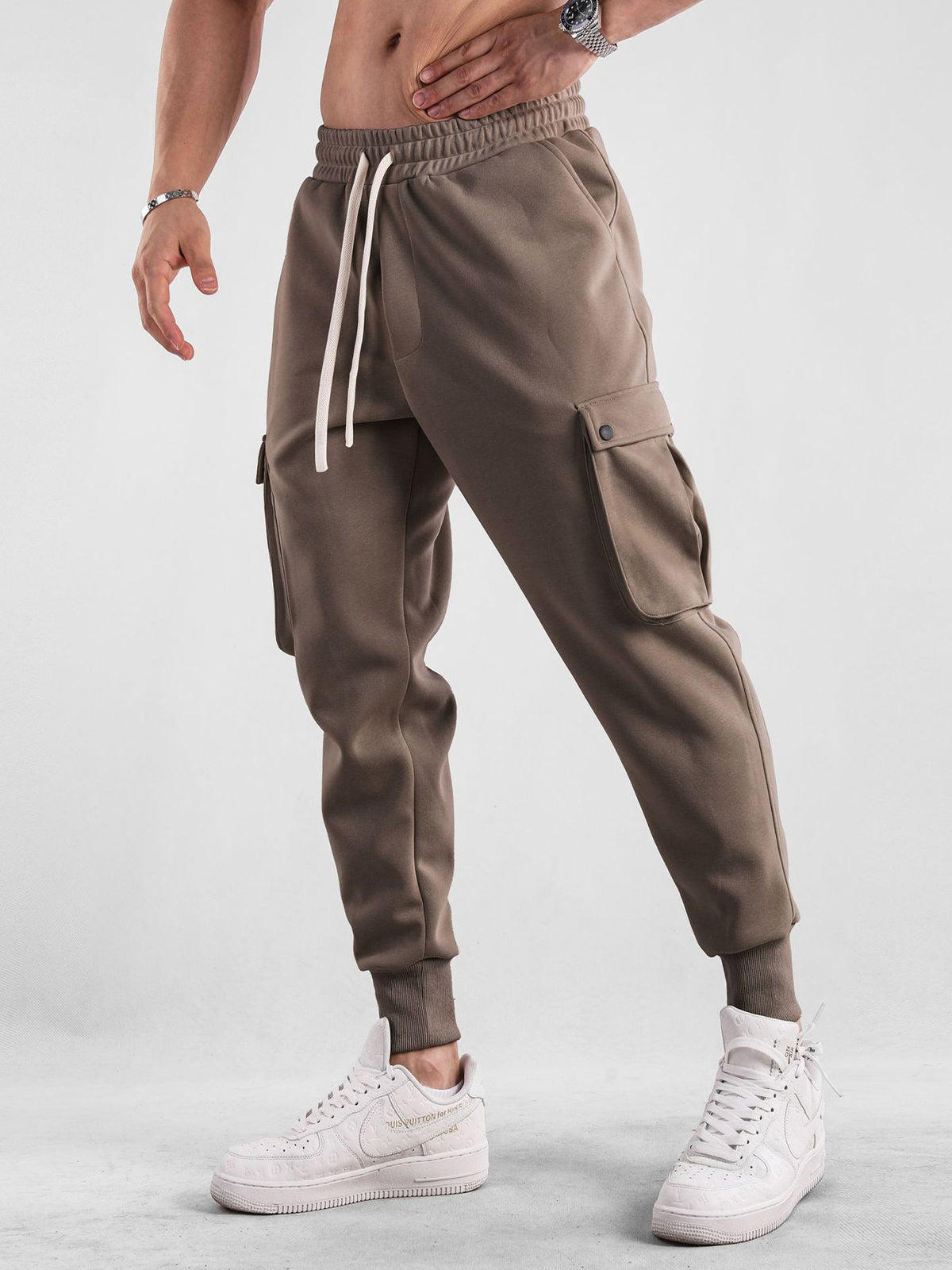 Comfy High Rib Cargo Sweatpant Jogger All Season Essential