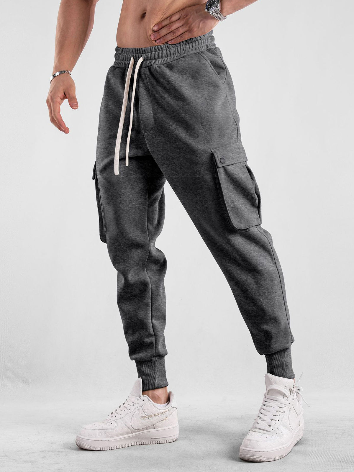 Comfy High Rib Cargo Sweatpant Jogger All Season Essential