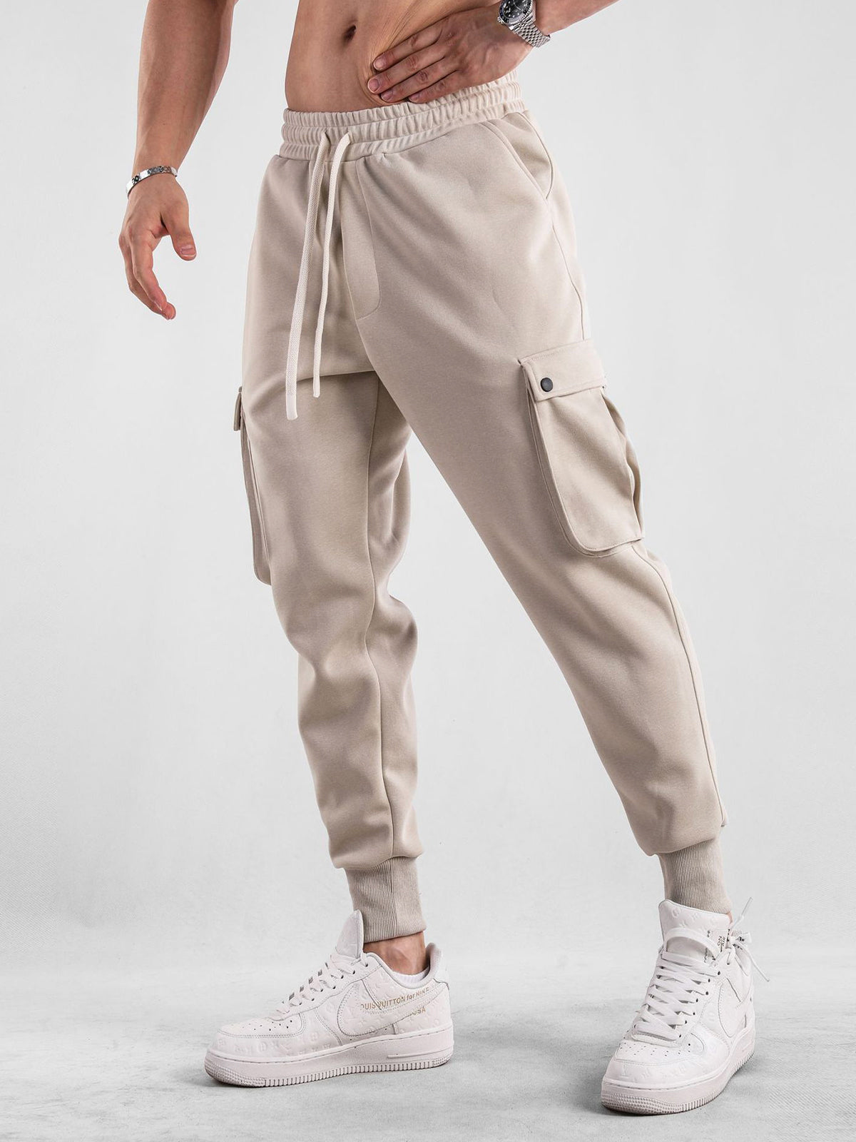 Comfy High Rib Cargo Sweatpant Jogger All Season Essential