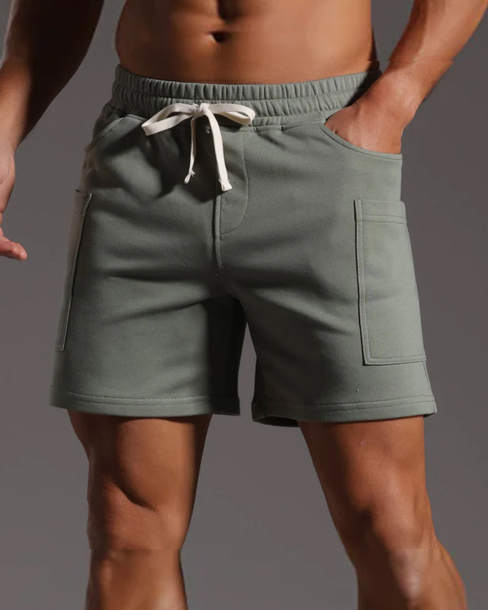 Men’s Casual Cotton Blend Patch Pocket Shorts