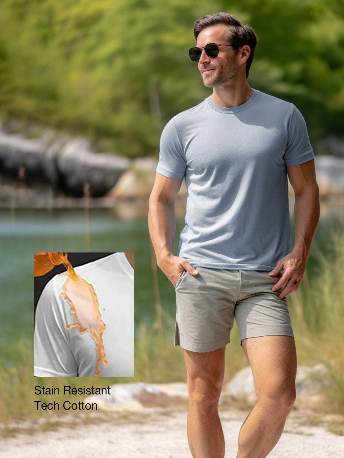 Unisex Stain Resistant T-Shirt Tech Cotton(Final Sale–No Return or Exchange)