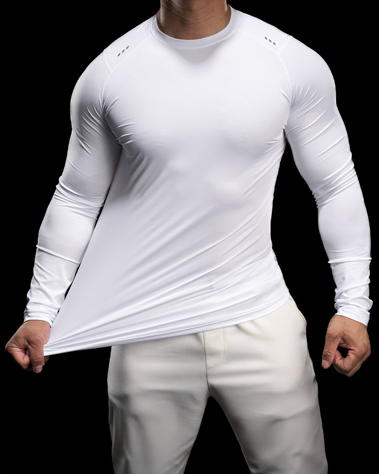 Reflective Performance Long Sleeve Tee Crew Neck Quick Dry