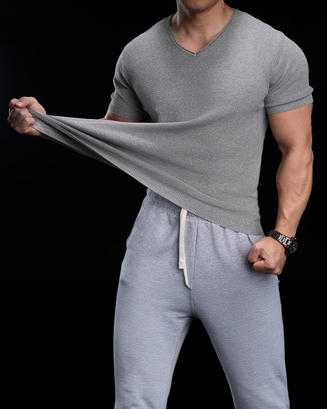 Classic V-Neck Knit Tee Short Sleeves