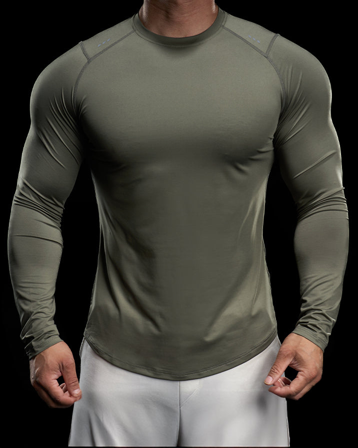 Reflective Performance Long Sleeve Tee Crew Neck Quick Dry