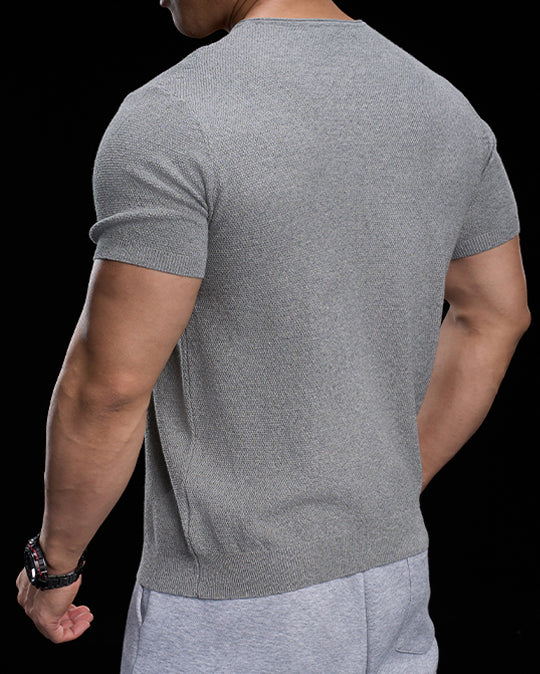 Classic V-Neck Knit Tee Short Sleeves